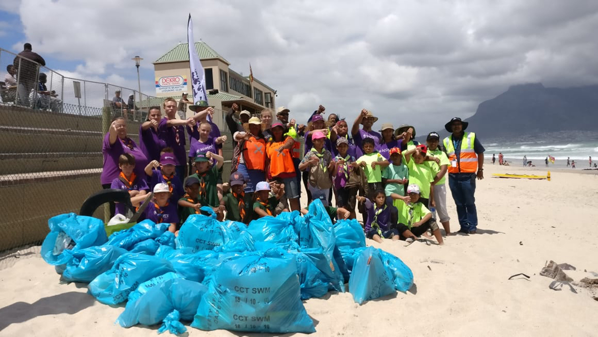 Scout leads cleanup on Cape Town beach World Scout Foundation